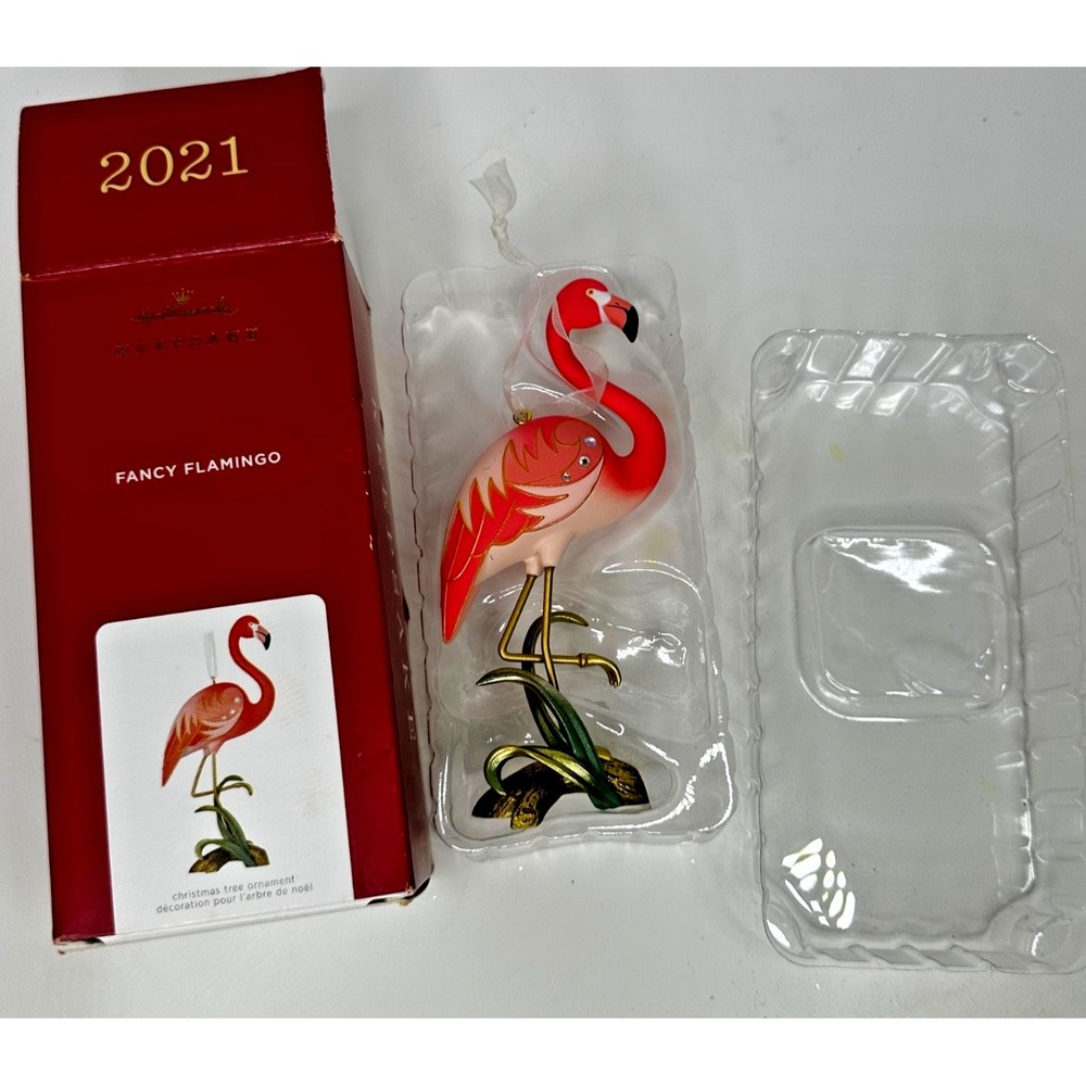Hallmark Keepsake Fancy Flamingo 2021 Christmas Ornament Pink Bird With Box